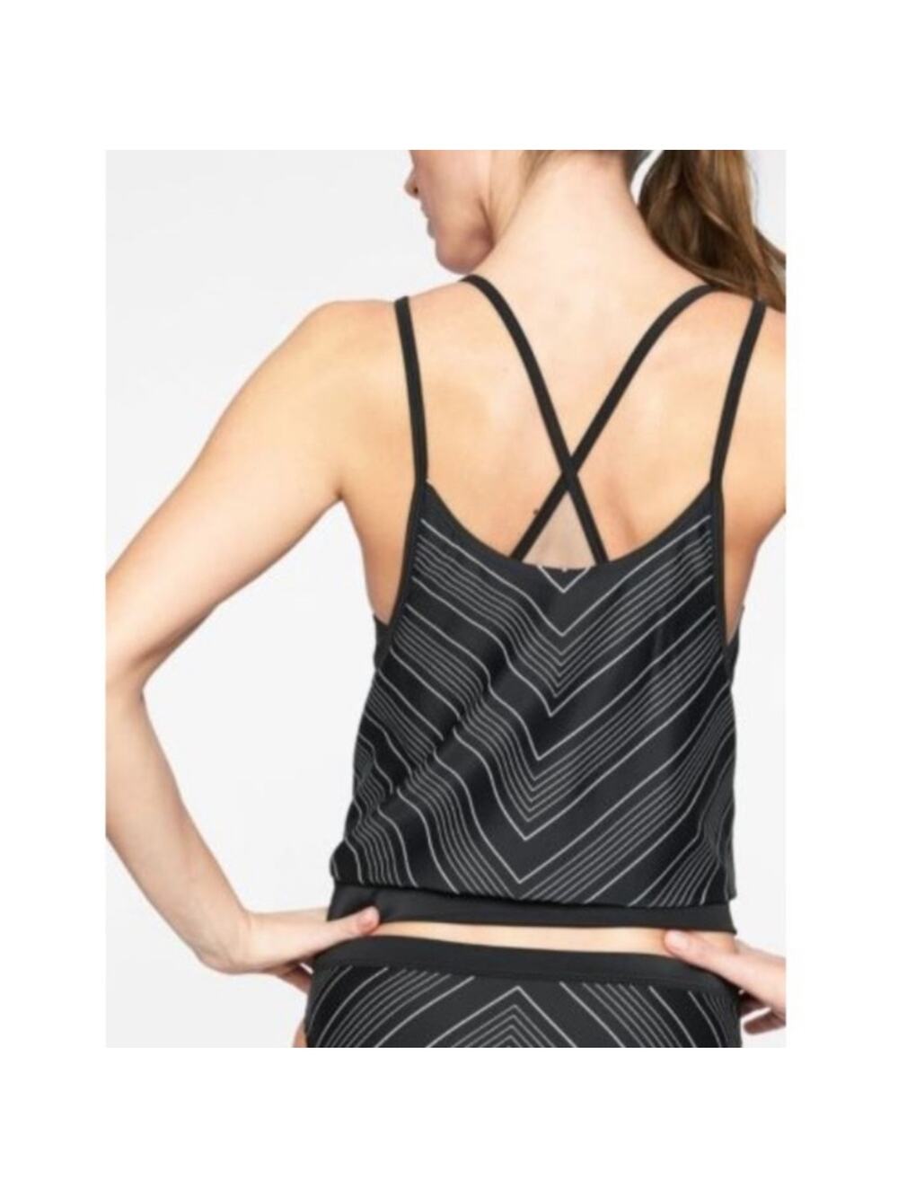 Athleta Chevron Tankini black white 34B/C